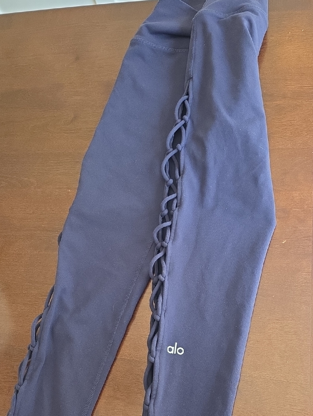 ALO Yoga Navy Braided-Side Leggings